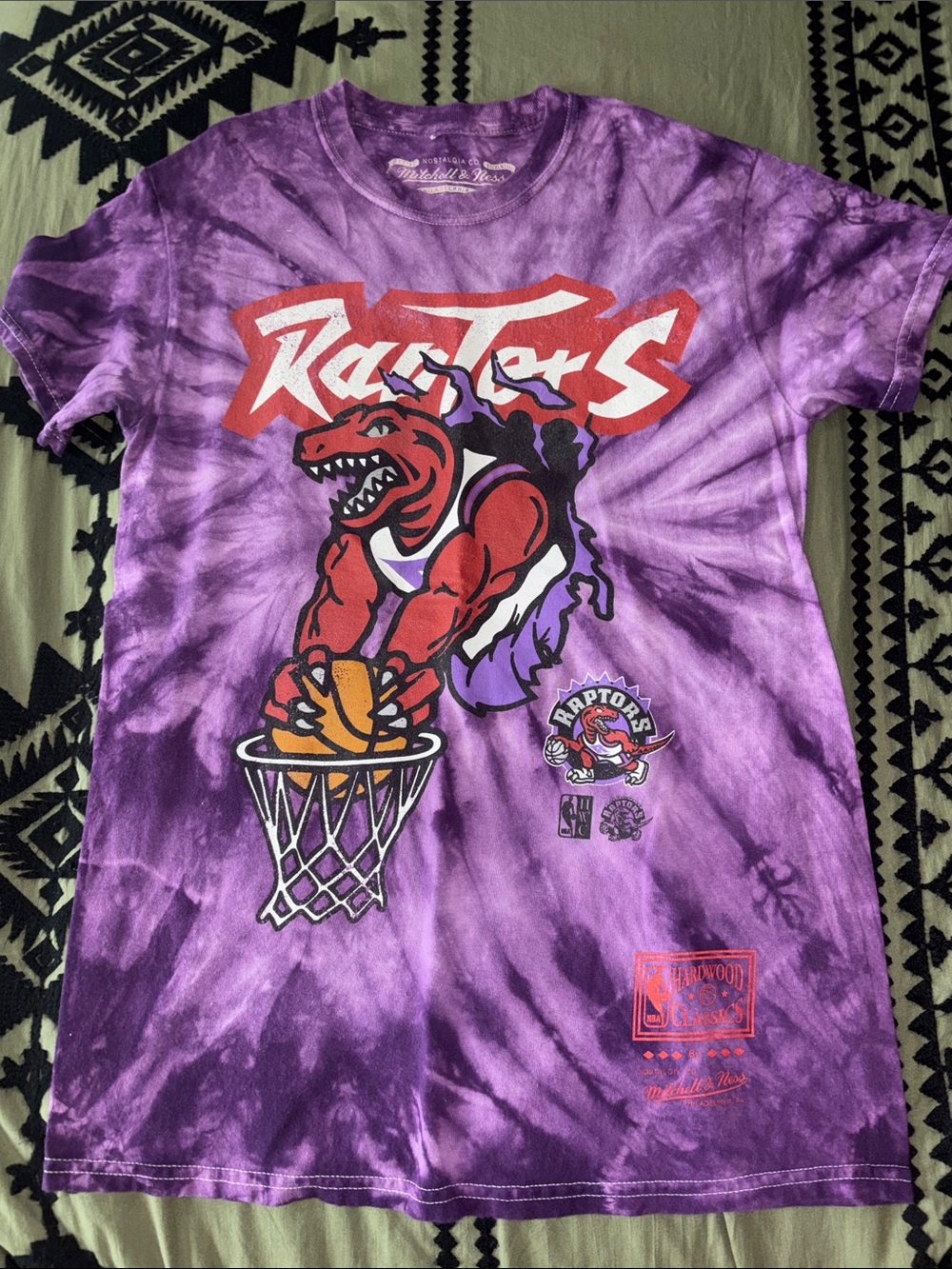 Mitchell & Ness Purple Tie-Dye Raptors Graphic Tee